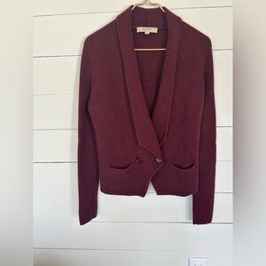 Ann Taylor LOFT Maroon Cardigan. Beautiful wool blend Knit Size Small.